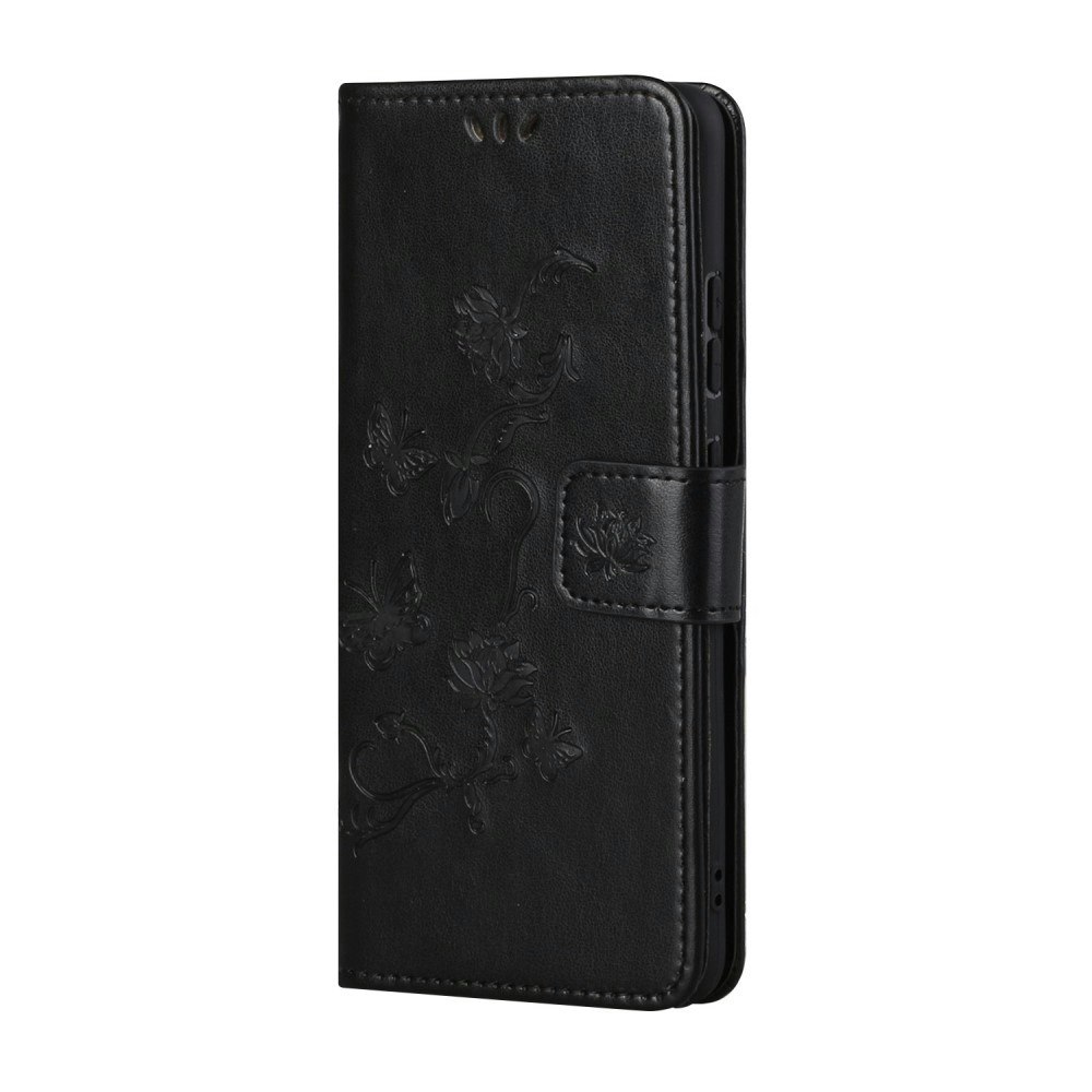Samsung Galaxy S21 FE - Läder fodral Fjärilar Svart
