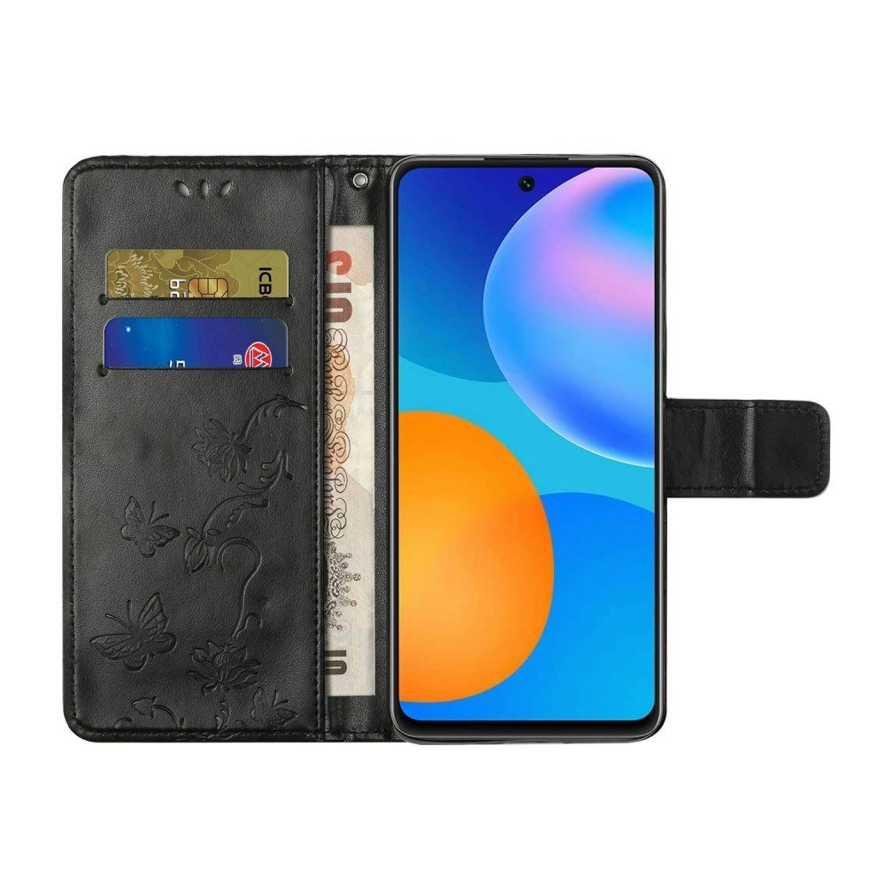 Samsung Galaxy S21 FE - Läder fodral Fjärilar Svart