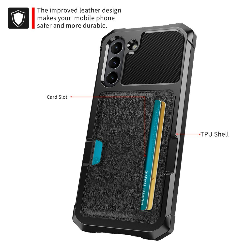 Samsung Galaxy S21 FE Stöttåligt Skal Kortfack Solid® Svart