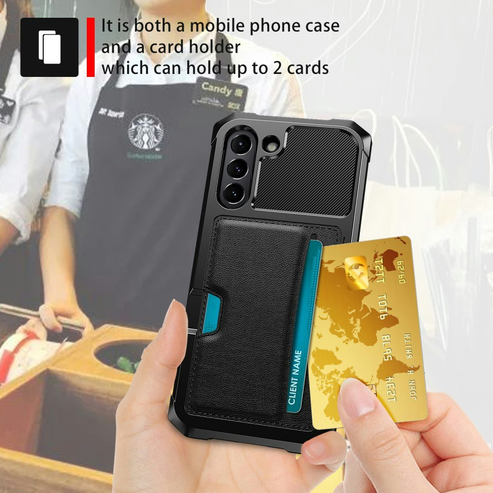 Samsung Galaxy S21 FE Stöttåligt Skal Kortfack Solid® Svart