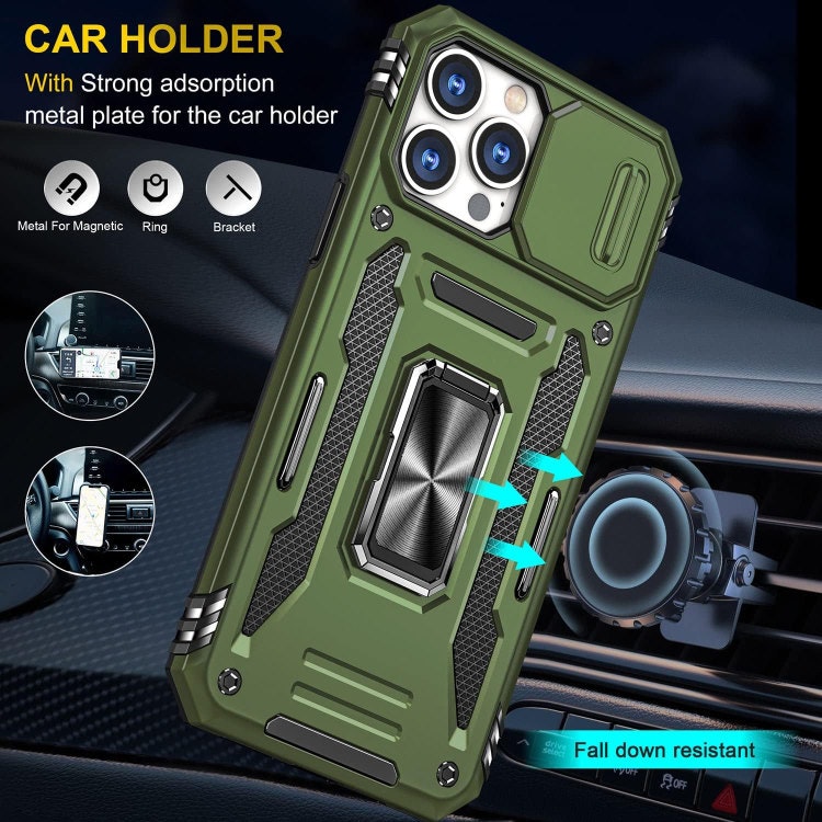 iPhone 14 Pro Max - Skal CamShield / Kameraskydd Ringhållare Grön