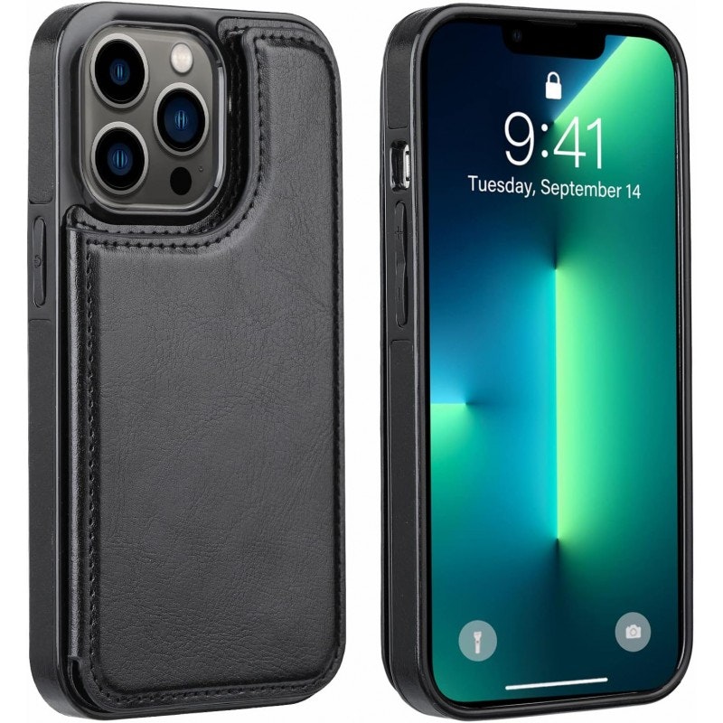 iPhone 14 Pro Max - Läderskal med kortfack Nordic® Svart
