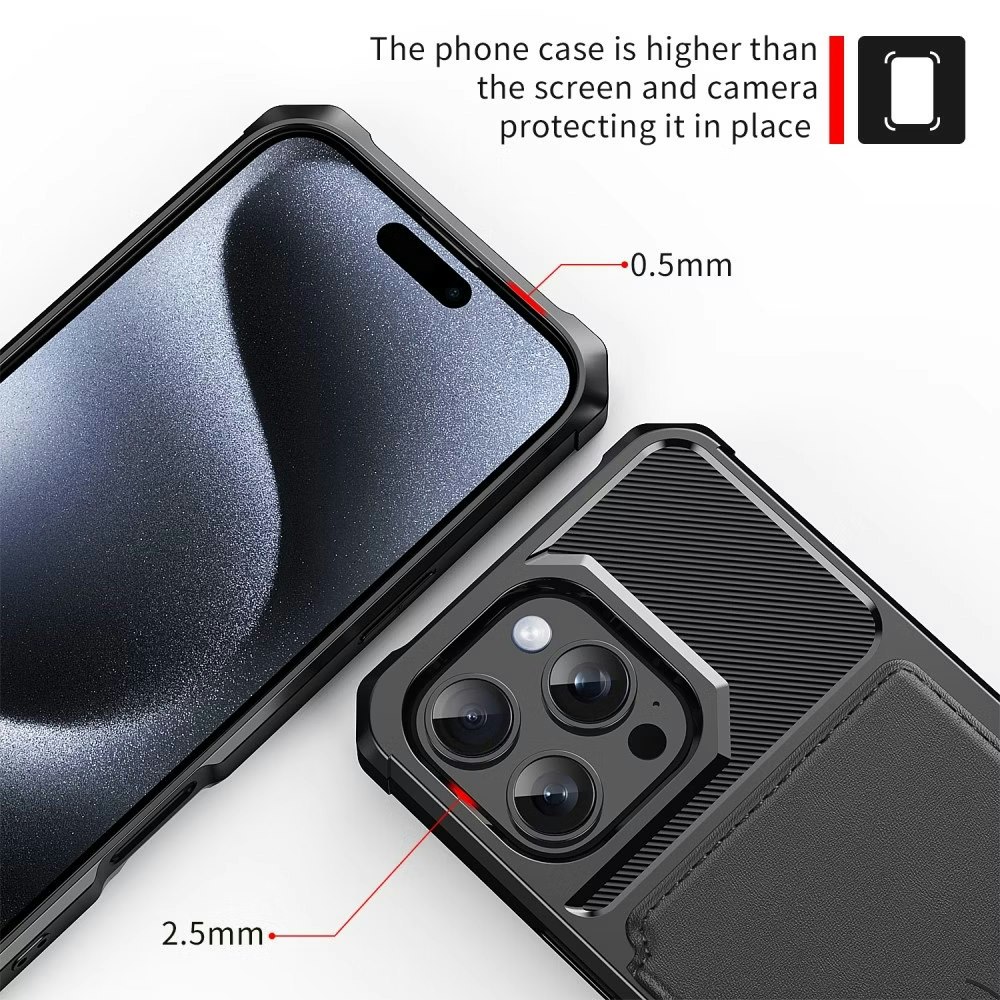 iPhone 16 Pro Max - Skal Med Magnetiskt Plånbok RFID Svart