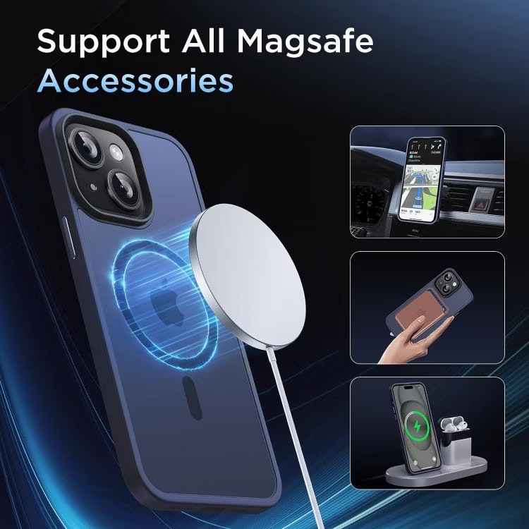 iPhone 15 - Skal MagSafe MagMat Frostad Matt Blå