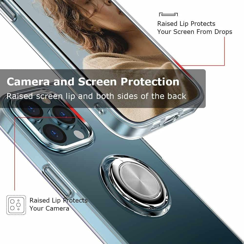 iPhone 14 Pro - Skal Transparent Silikon Ringhållare Solid®