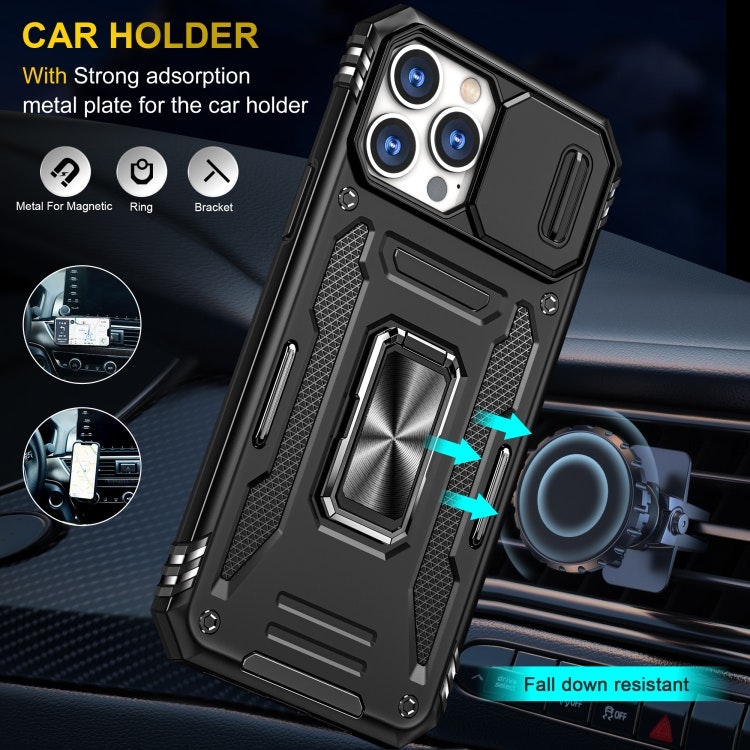 iPhone 16 Pro - Skal CamShield / Kameraskydd Ringhållare Svart