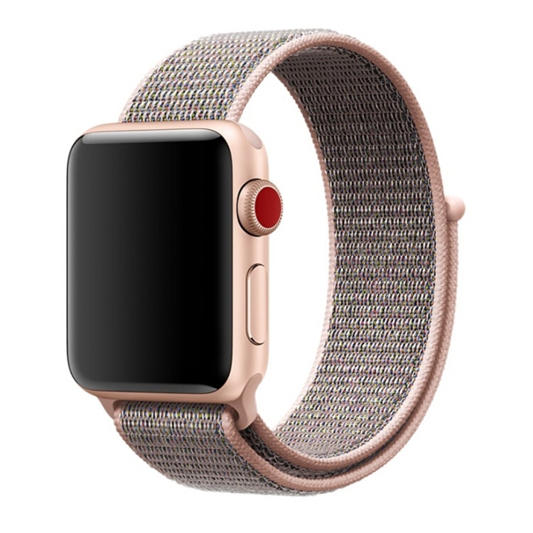 Nylon Armband Apple Watch 42/44/45 mm Sportloop Kardborreband Rosa