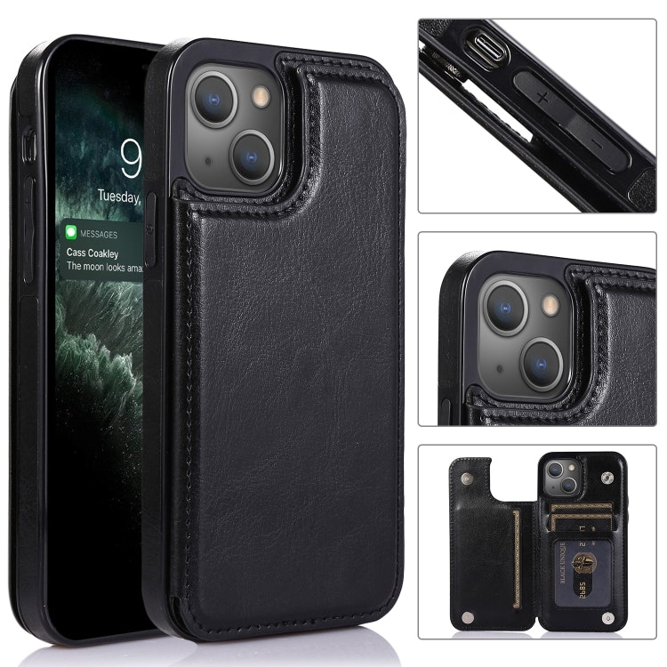 iPhone 13 Pro Max - Solid® Stöttåligt Läder Skal Korthållare Välj Färg