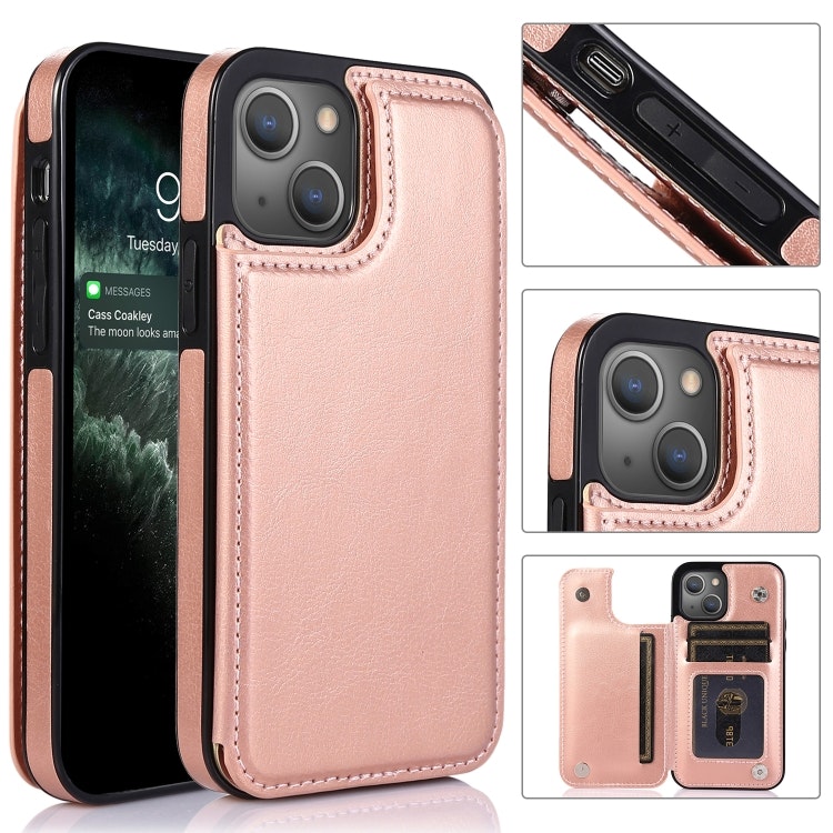 iPhone 13 Pro Max - Solid® Stöttåligt Läder Skal Korthållare Välj Färg