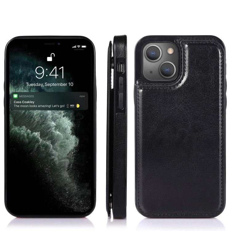 iPhone 13 Pro Max - Solid® Stöttåligt Läder Skal Korthållare Välj Färg