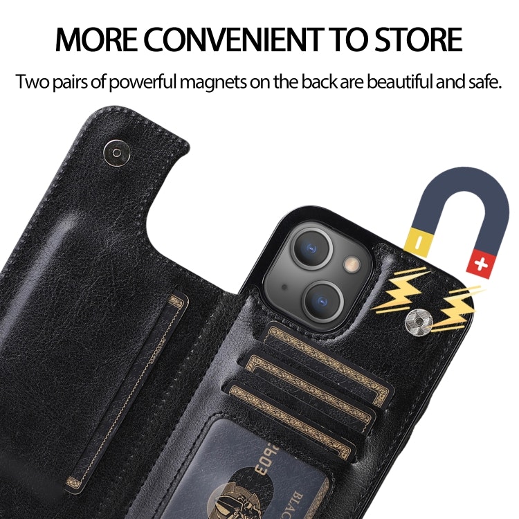 iPhone 13 Pro Max - Solid® Stöttåligt Läder Skal Korthållare Välj Färg