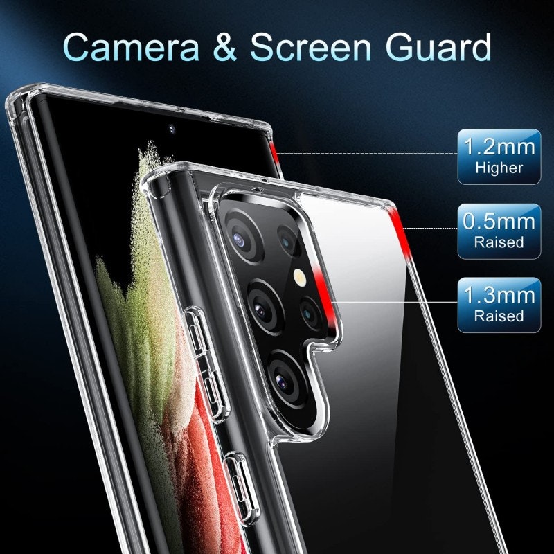 Samsung S22 Ultra - Stöttåligt Transparent Silikon Skal Solid® Extra Förstärkt