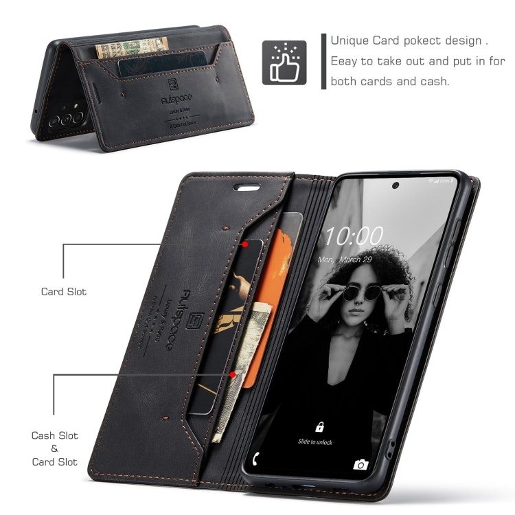 Samsung A52 / A52s - Premium Läder Fodral RFID Skyddat Svart