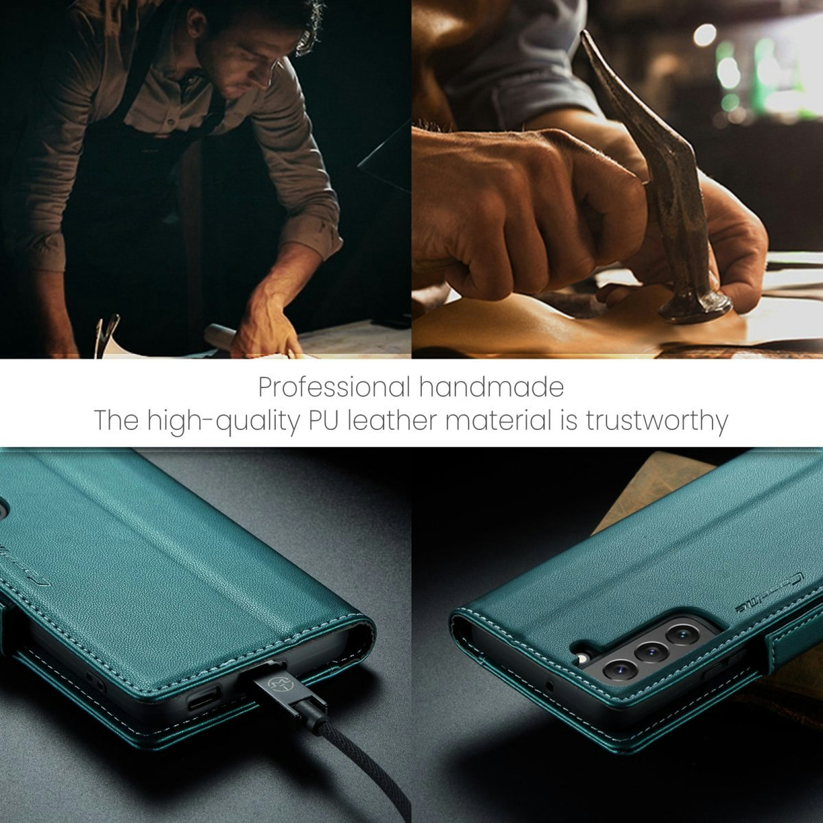 Samsung Galaxy S24 - Fodral Premium Läder RFID Skyddat CaseMe® Grön