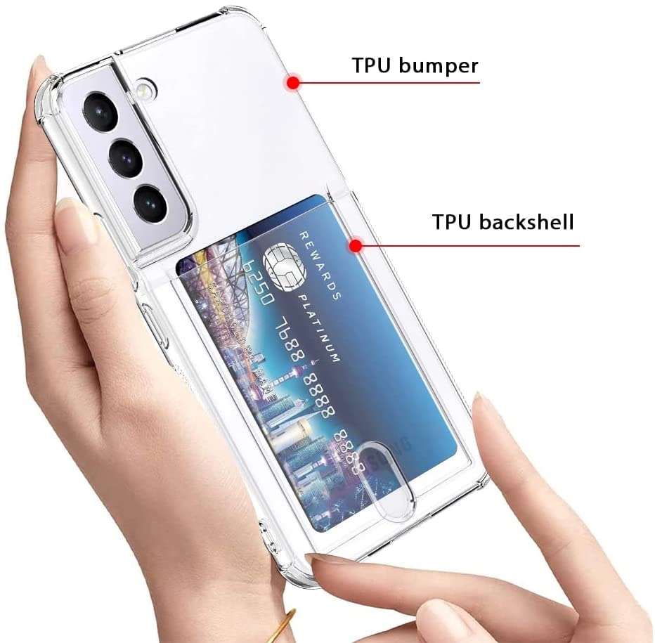 Samsung S22 - Stöttåligt Transparent Silikon Skal Kortfack Solid®