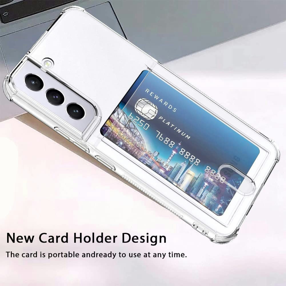 Samsung S22 - Stöttåligt Transparent Silikon Skal Kortfack Solid®