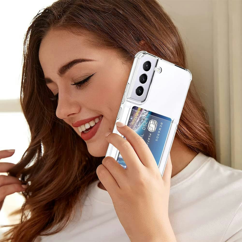 Samsung S22 - Stöttåligt Transparent Silikon Skal Kortfack Solid®