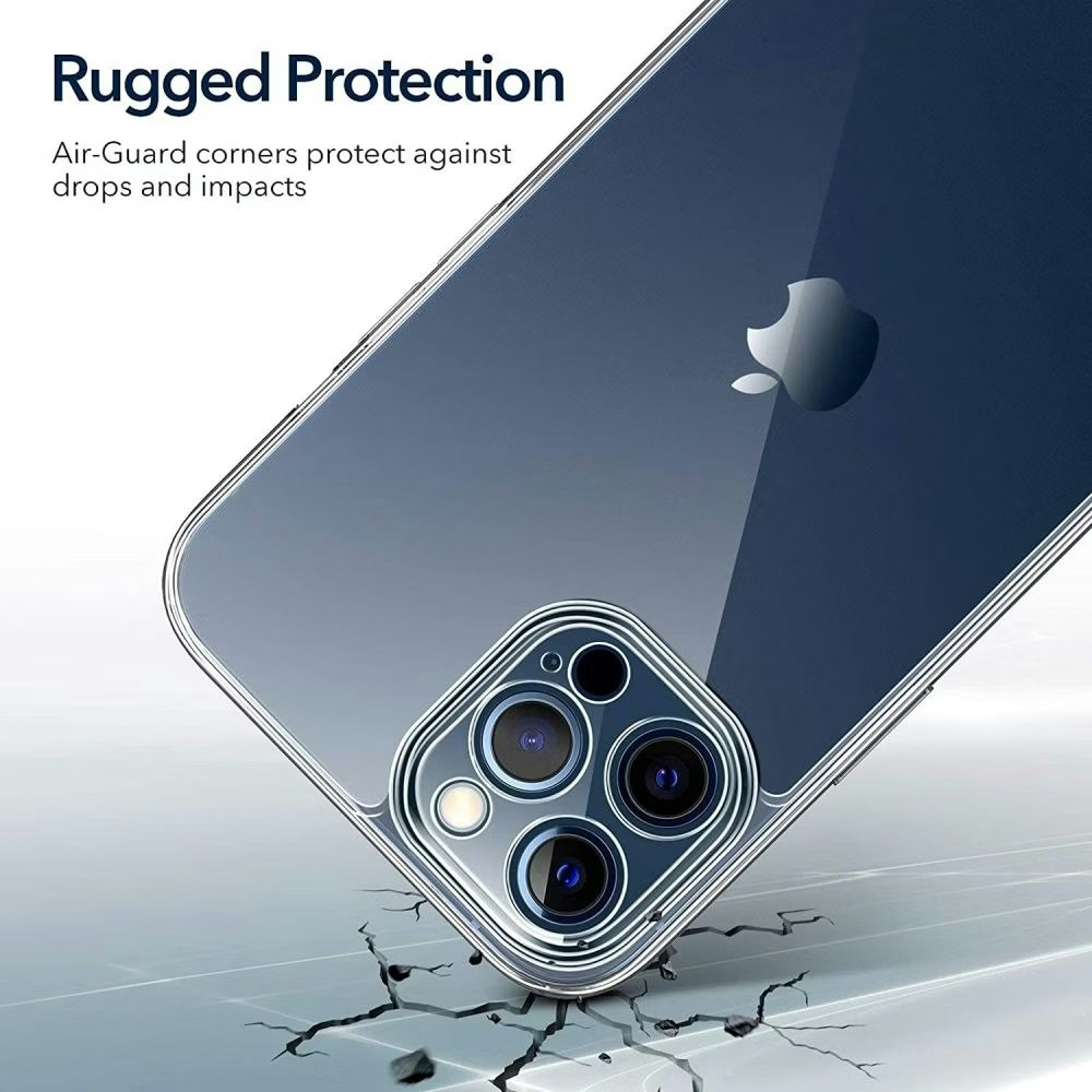 Kopia iPhone 12 - Stöttåligt Transparent Silikon Skal Solid® Kameraskydd