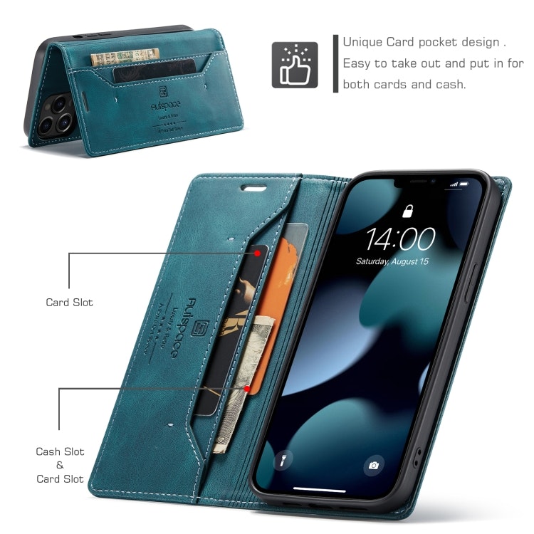 iPhone 14 Pro Max - Fodral Premium Läder RFID Skyddat Blå