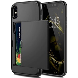 iPhone X/XS - Stöttåligt Skal med Kortfack Extra Förstärkt Svart