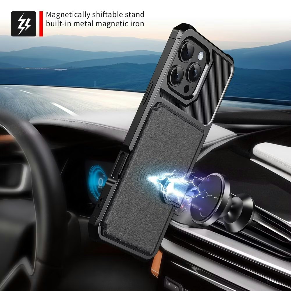iPhone 16 Pro Max - Skal Med Magnetiskt Plånbok RFID Svart