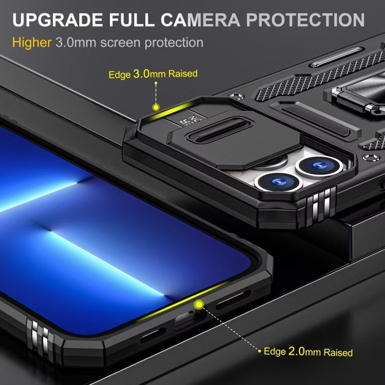 iPhone 15 Pro Max - Skal CamShield / Kameraskydd Ringhållare Svart