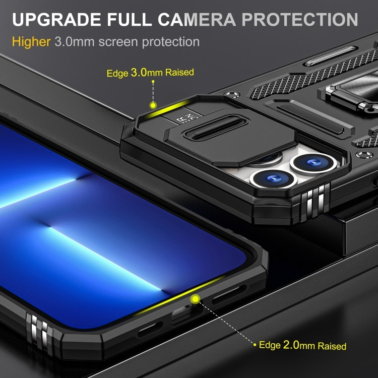 iPhone 13 Pro - Skal CamShield / Kameraskydd Kickstand Svart