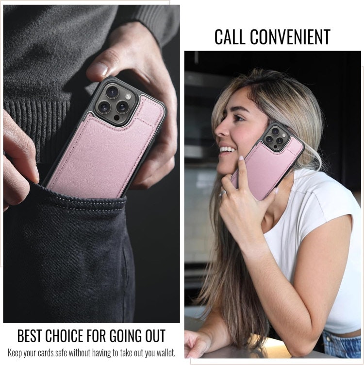 iPhone 14 Pro - Stöttåligt Skal 4-FACK Korthållare Roséguld
