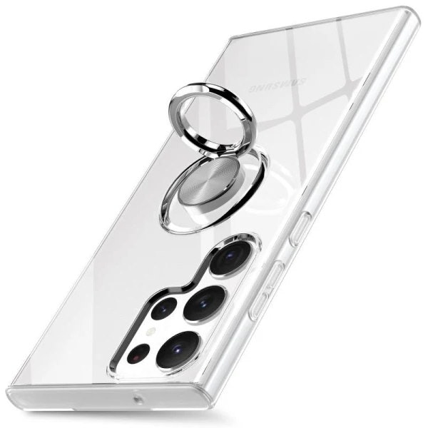 Samsung S23 Ultra - Transparent Skal Ringhållare Solid® Stöttåligt