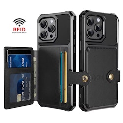 iPhone 16 Pro Max - Skal Med Magnetiskt Plånbok RFID Svart