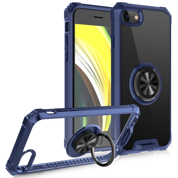 iPhone 7/8/SE - Stöttåligt Skal med Magnetisk ring Extra Förstärkt Blå