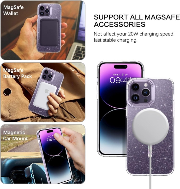 iPhone 14 Pro Max - Magsafe Skal Transparent Glitter