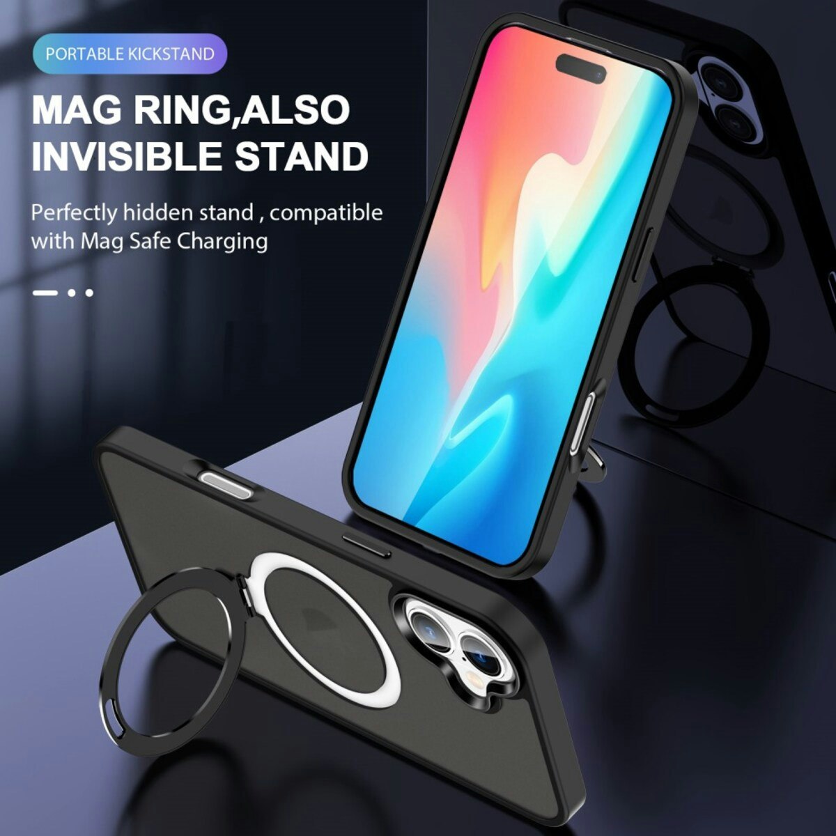 iPhone 16 - Magsafe Skal Kickstand Stöttåligt Matt Svart