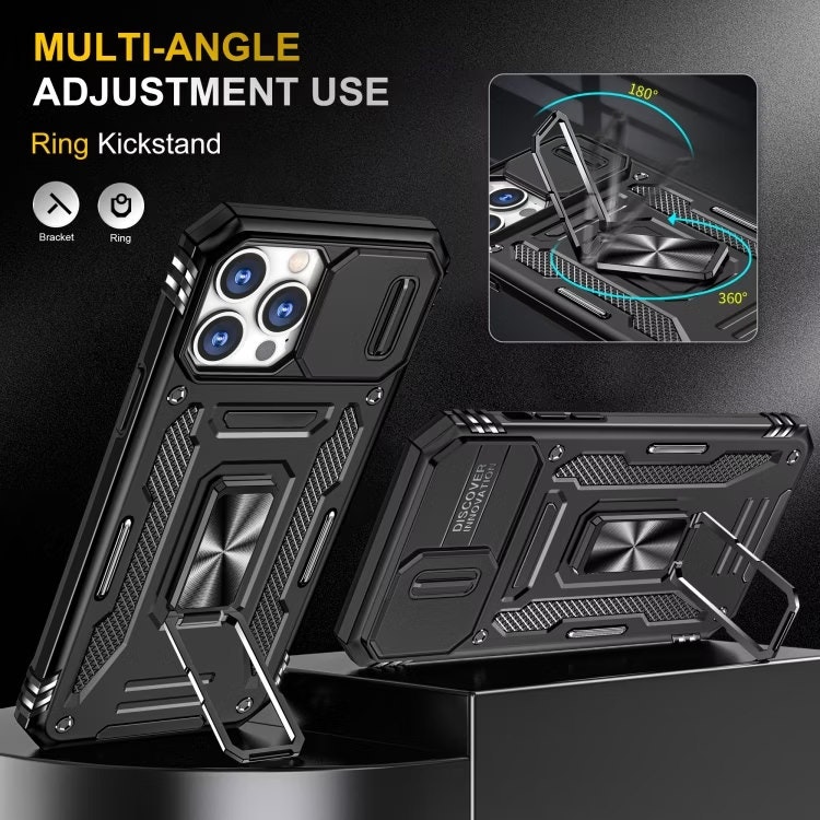 iPhone 15 Pro Max - Skal CamShield / Kameraskydd Ringhållare Svart