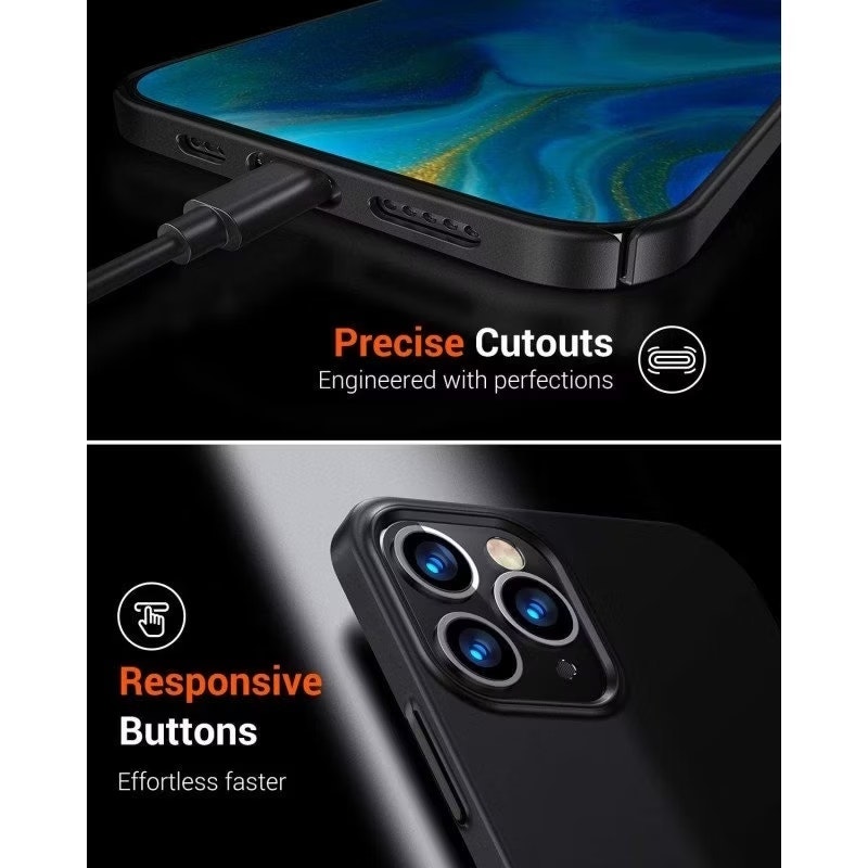 iPhone 11 - Ultratunt Stöttåligt Skal Gummibelagt Mattsvart