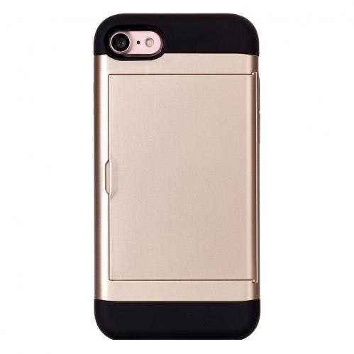 iPhone 7/8/SE - Skal med kortfack Stöttåligt Guld