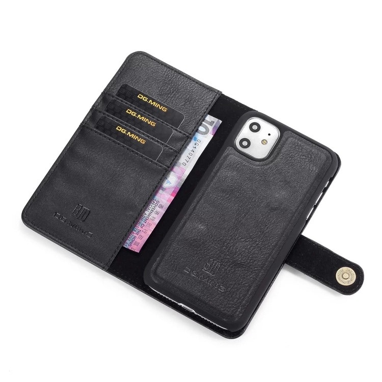 iPhone 11 - DG.MING® 2in1 Magnet Läder Fodral Svart