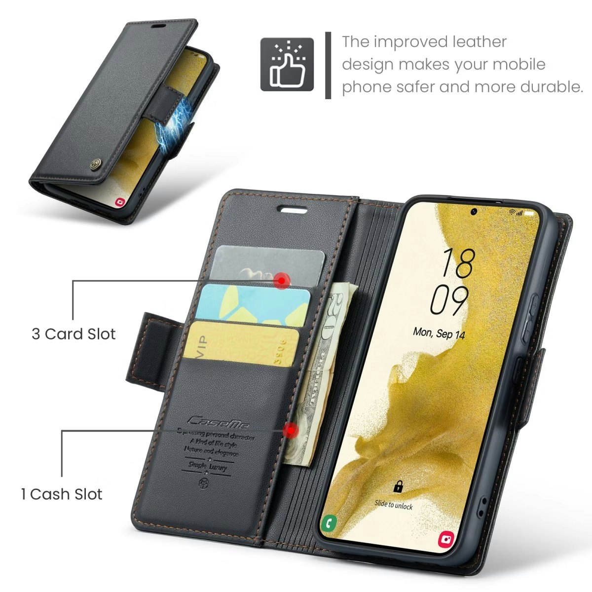 Samsung S22 - Fodral 4-FACK Premium CaseMe® Svart