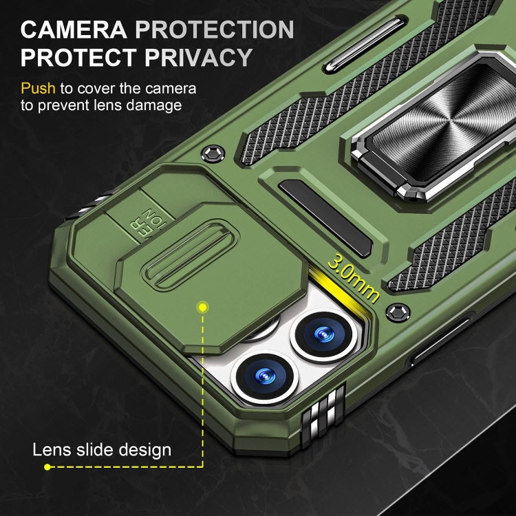 iPhone 14 Pro Max - Skal CamShield / Kameraskydd Ringhållare Grön