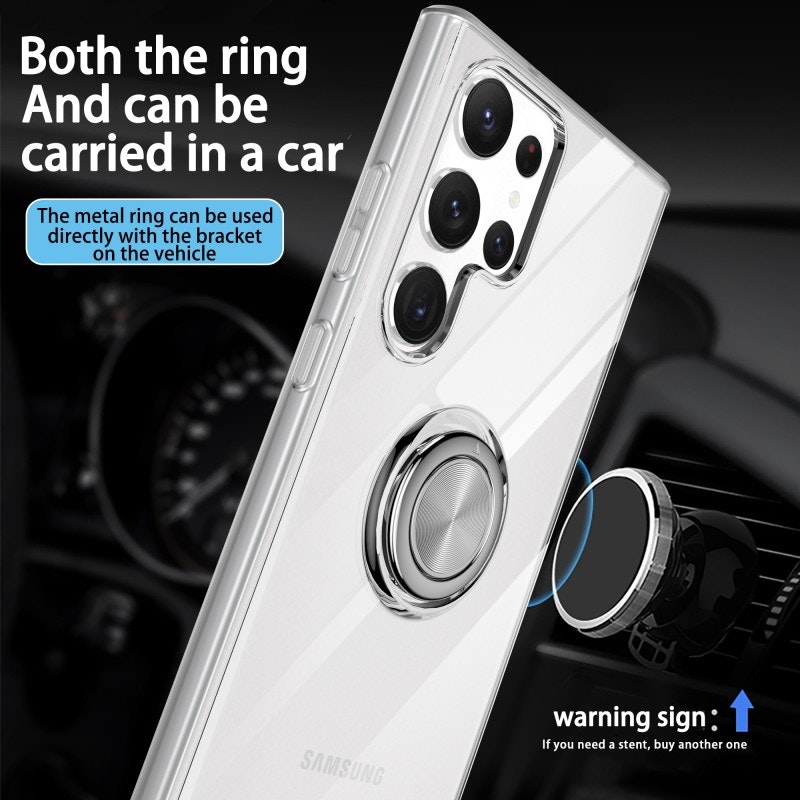 Samsung S23 Ultra - Transparent Skal Ringhållare Solid® Stöttåligt