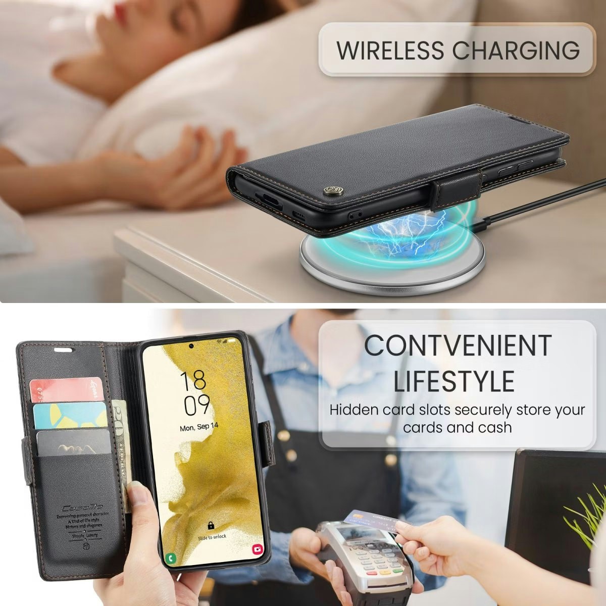 Samsung S22 - Fodral 4-FACK Premium CaseMe® Svart