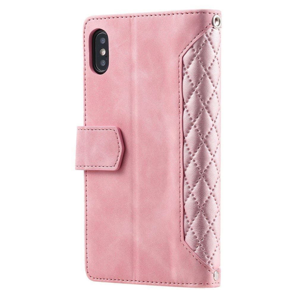 iPhone X/XS - Fodral Multifunktionellt Solid® Läder Roséguld