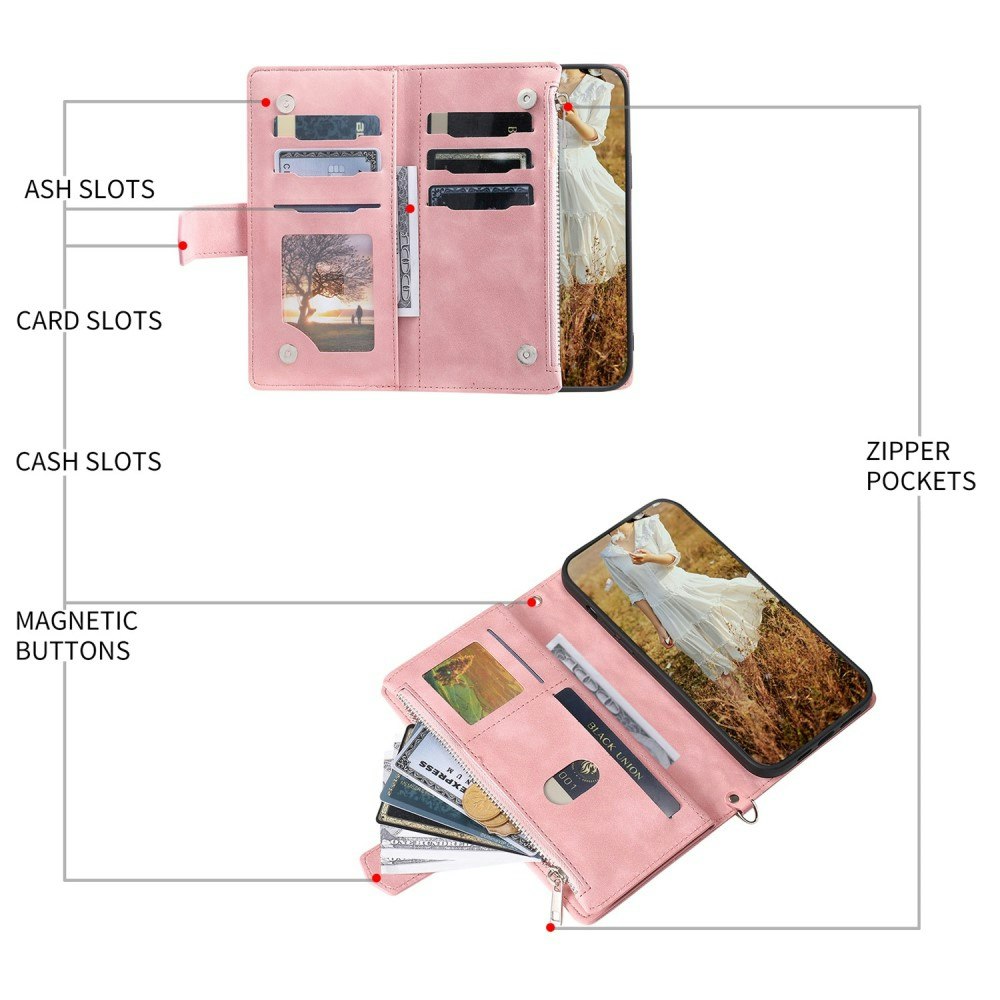 iPhone X/XS - Fodral Multifunktionellt Solid® Läder Roséguld