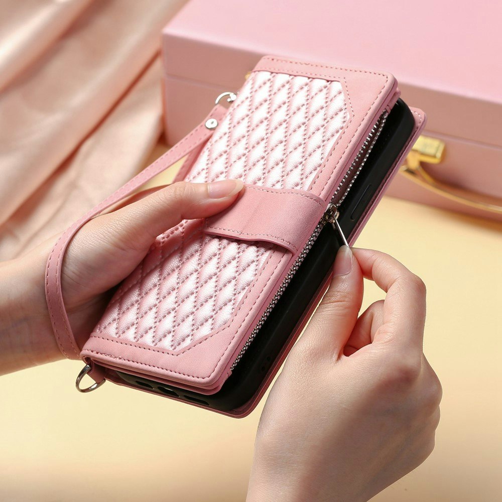 iPhone X/XS - Fodral Multifunktionellt Solid® Läder Roséguld