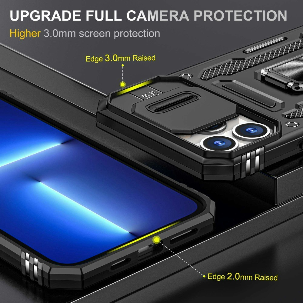 iPhone 12 Pro Max - Skal CamShield / Kameraskydd Kickstand Svart