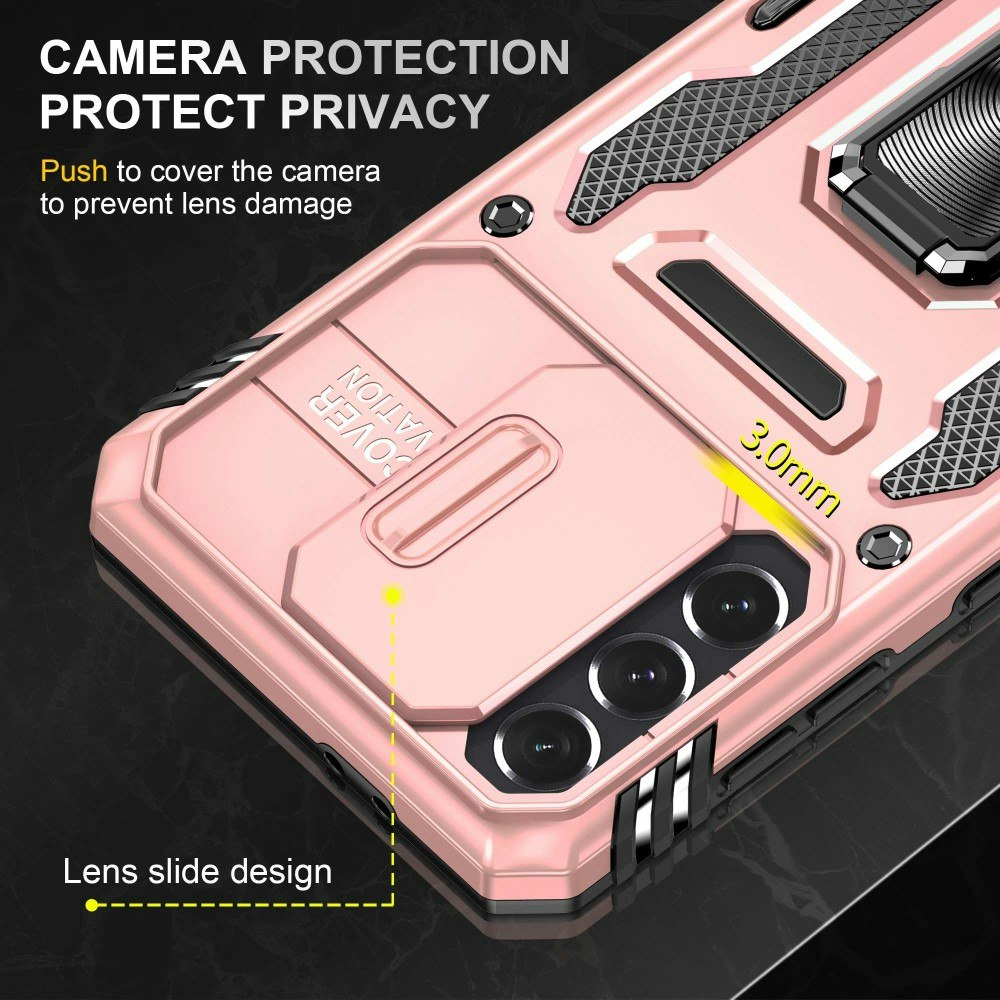 Samsung S21 FE - Skal CamShield / Kameraskydd Ringhållare Roséguld