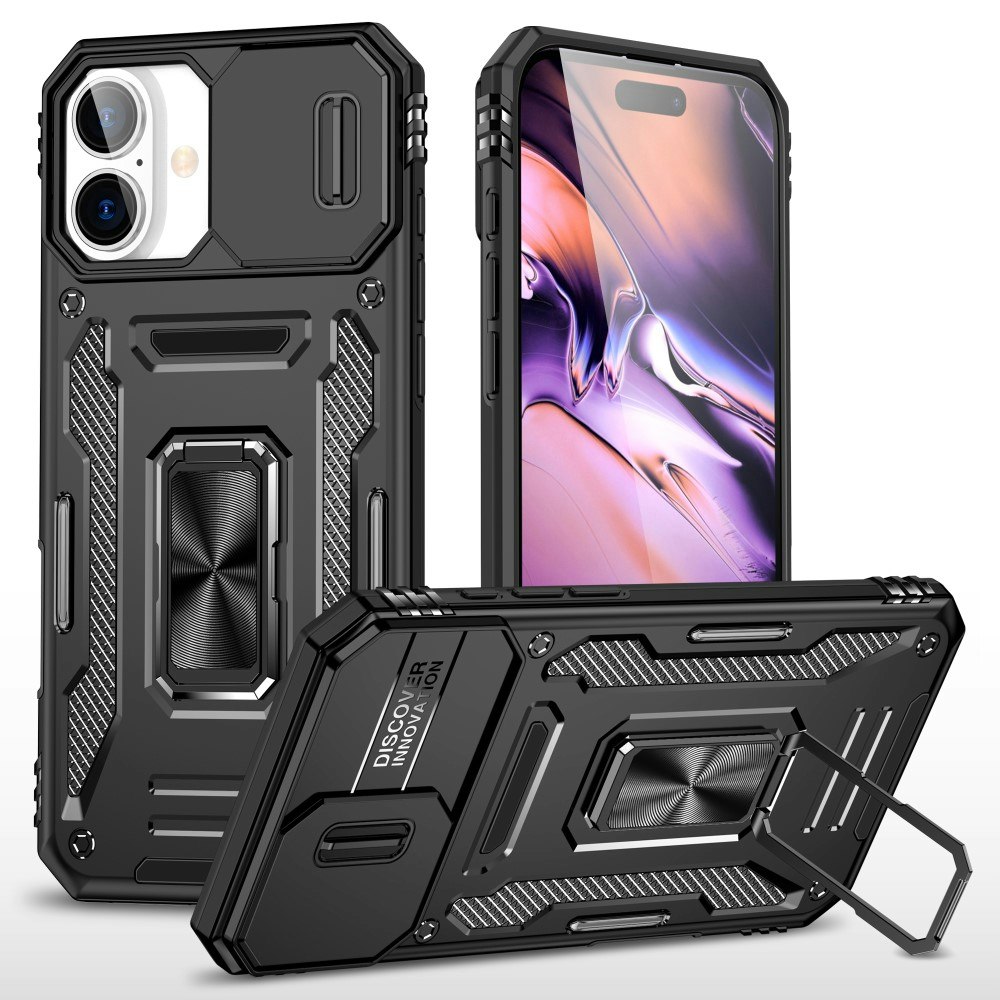 iPhone 16 - Skal CamShield / Kameraskydd Ringhållare Svart