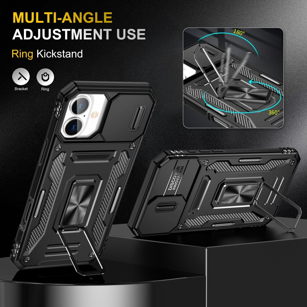 iPhone 16 - Skal CamShield / Kameraskydd Ringhållare Svart