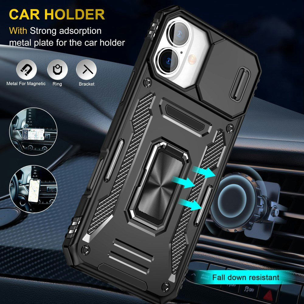 iPhone 16 - Skal CamShield / Kameraskydd Ringhållare Svart