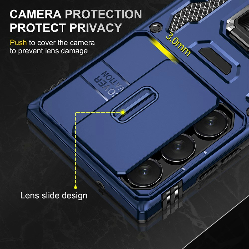 Samsung S23 Ultra - Skal CamShield / Kameraskydd Kickstand Blå